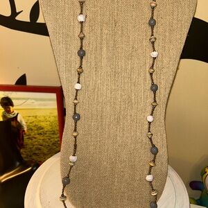 Chic Beaded Necklace in Gray and White